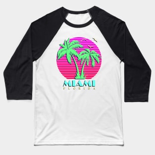 Miami Florida Palm Trees Sunset Baseball T-Shirt